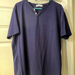 Men’s Navy Blue Kuyigo Shirt V Neck Button